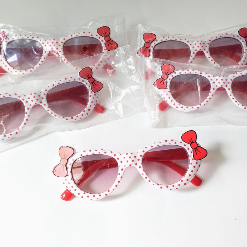 5 Little Girls Kitty Sunglasses UV400 Red Bows